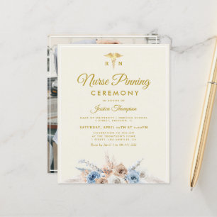 boho floral Infirmière pinning cérémonie Invitatio