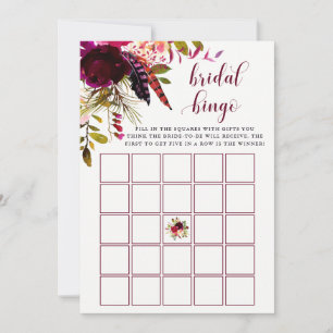 Boho Floral   Jeu de Bingo pour Enterrement de Vie