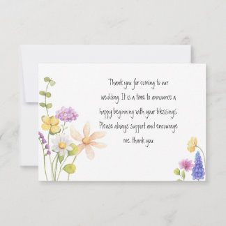 Boho Floral Mariage Carte de remerciements