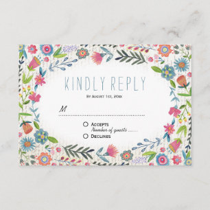 Boho Floral Mariage Carte de réponse RSVP