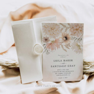 Boho Floral Mariage Photo Invitation