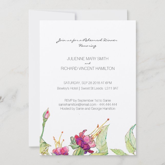 Boho Floral Mariage Répétition Dîner Invitations (Devant)