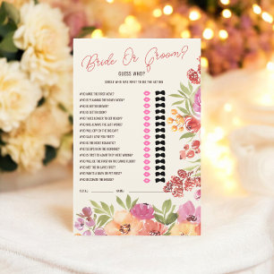 Boho Floral "Mariée ou fille ?" Jeu Fête des marié
