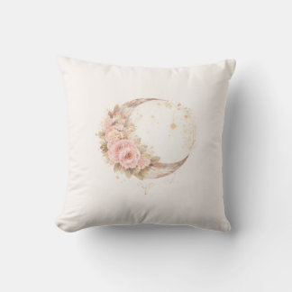 Boho Floral Moon | Coussin décoratif à l'esthétiqu