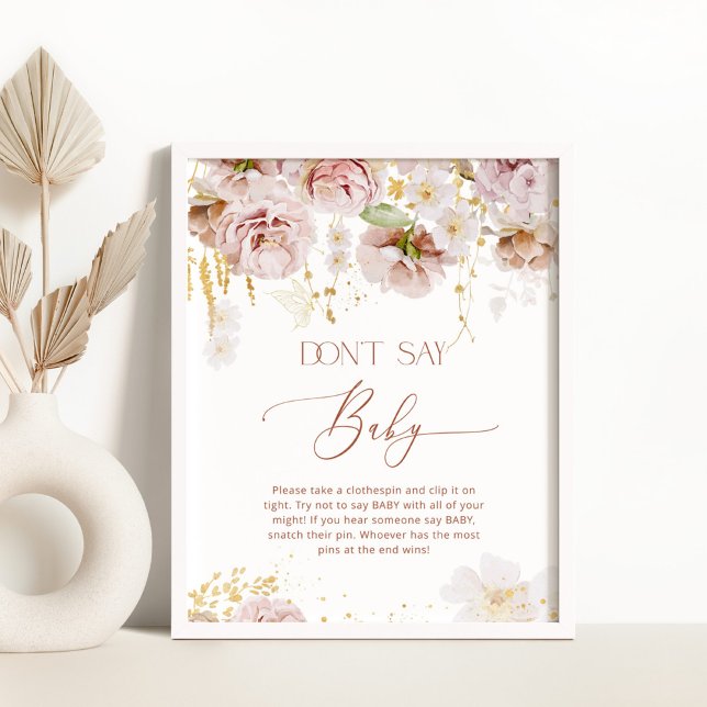 Boho floral Ne pas dire jeu de bébé Poster (Créateur téléchargé)