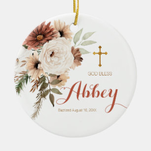 Boho Floral Noël Baptême Ornement Dieu béni