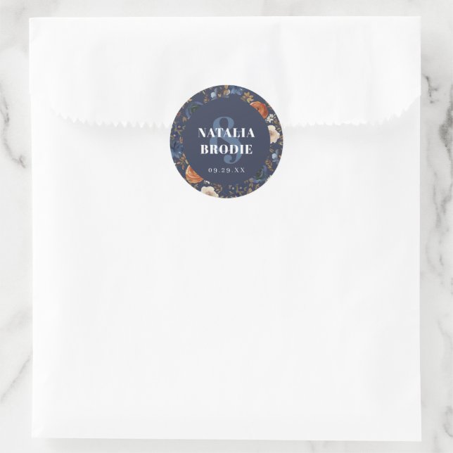 Boho Floral Nommé Stickers Mariage (Sac)