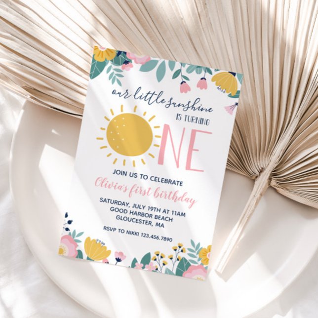 Boho Floral Notre Petit Soleil Invitation 1er Anni (Créateur téléchargé)