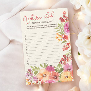Boho Floral Où Sont-Ils Allés Jeu de Baby Shower M