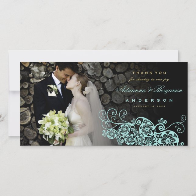Boho Floral Paisley Mariage Merci Carte photo (Devant)