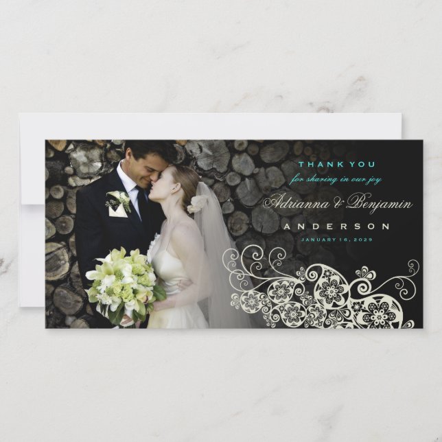 Boho Floral Paisley Mariage Merci Carte photo (Devant)