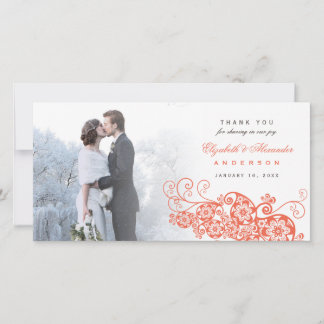 Boho Floral Paisley Mariage Merci Carte photo