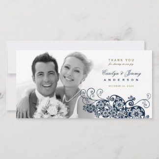 Boho Floral Paisley Mariage Merci Carte photo