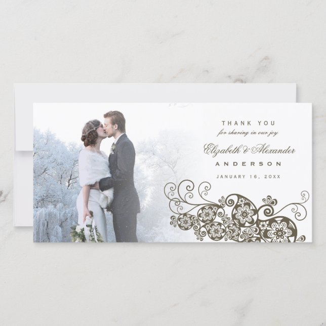 Boho Floral Paisley Mariage Merci Carte photo (Devant)