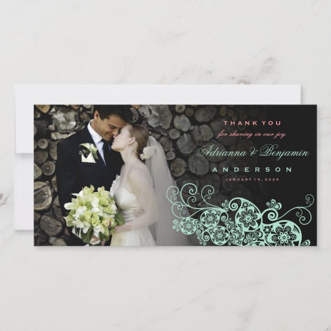 Boho Floral Paisley Mariage Merci Carte photo (Devant)
