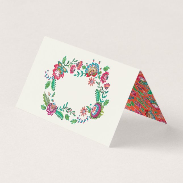 Boho Floral | Paramètres de nom d'invité | Carte d (Devant)