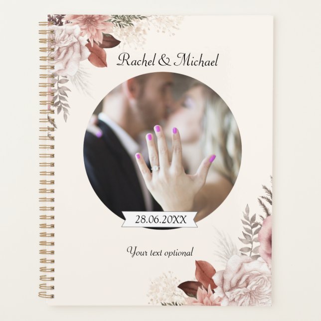Boho Floral Personalisierbar Foto Hochzeit Planner (Devant)