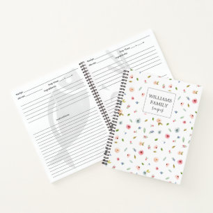 Boho Floral Personnalisé Famille Recette Livre Blu