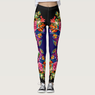 Boho Floral Purple Ombre Leggings