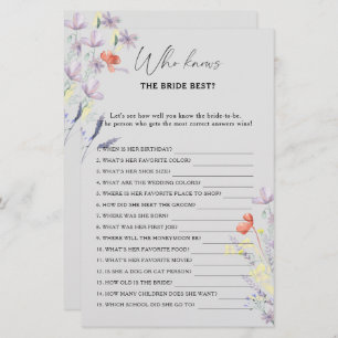 Boho Floral Qui connaît la mariée meilleur jeu