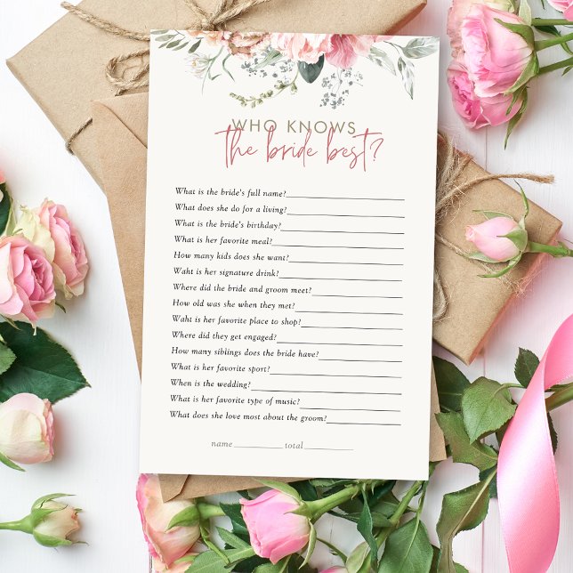 Boho Floral Qui Connaît Le Jeu De Fête des mariées (Créateur téléchargé)