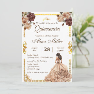 Boho Floral Quinceañera Invitation