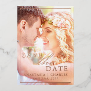 Boho Floral Real Foil Photo Enregistrer La Carte D