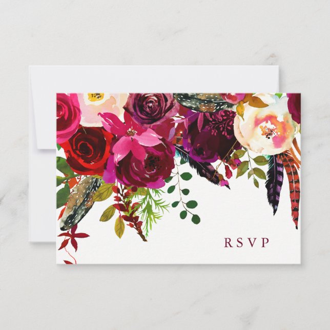 Boho Floral | Réponse mariage (Devant)