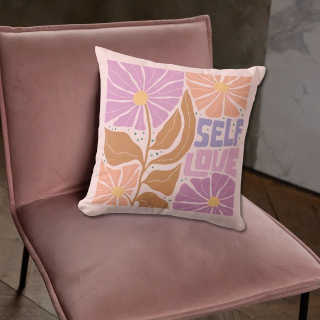 Boho Floral Rose Botanique Coussin d'affirmation (Boho Floral Pink Botanical Affirmation Pillow
)