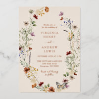 Boho Floral Rose Gold Mariage Foil Invitation