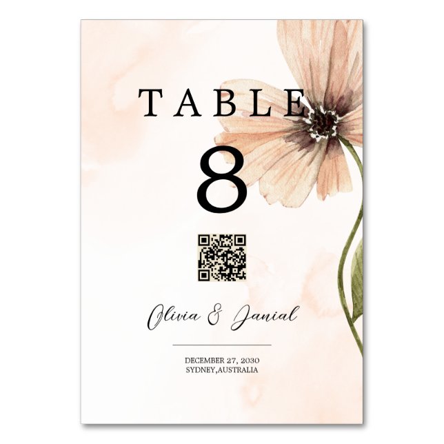 Boho Floral Rustic Automne Mariage Carte Table (Par défaut)