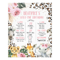 Boho Floral Safari Anniversaire Poster