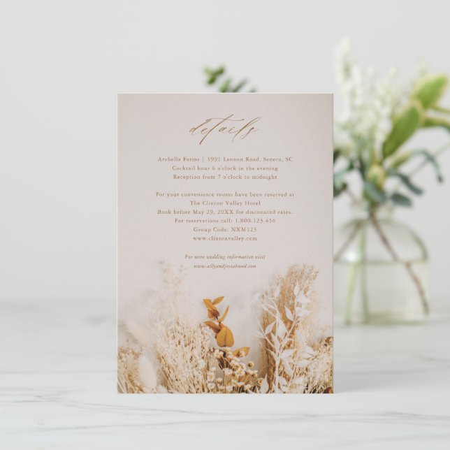 Boho Floral Script Détails du Mariage (Debout devant)