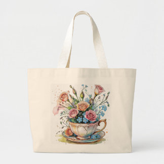 Boho Floral Teacup - Sac fourre-tout d'art floral