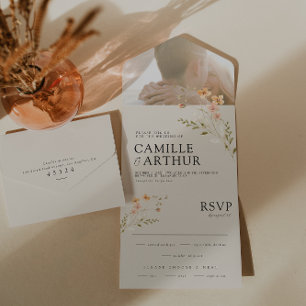 Boho Floral tout en un Faire-part de mariage RSVP