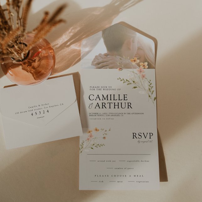 Boho Floral tout en un Faire-part de mariage RSVP (Créateur téléchargé)