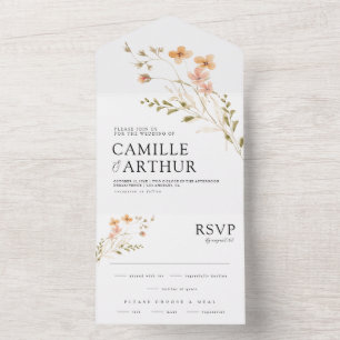 Boho Floral tout en un Faire-part de mariage RSVP