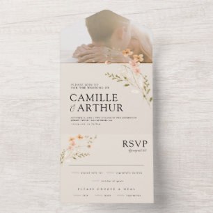 Boho Floral tout en un Faire-part de mariage RSVP