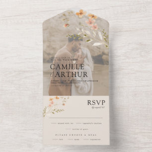 Boho Floral tout en un Faire-part de mariage RSVP