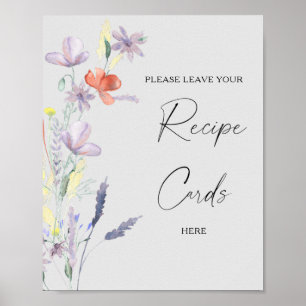 Boho floral Votre carte de recettes ici Poster