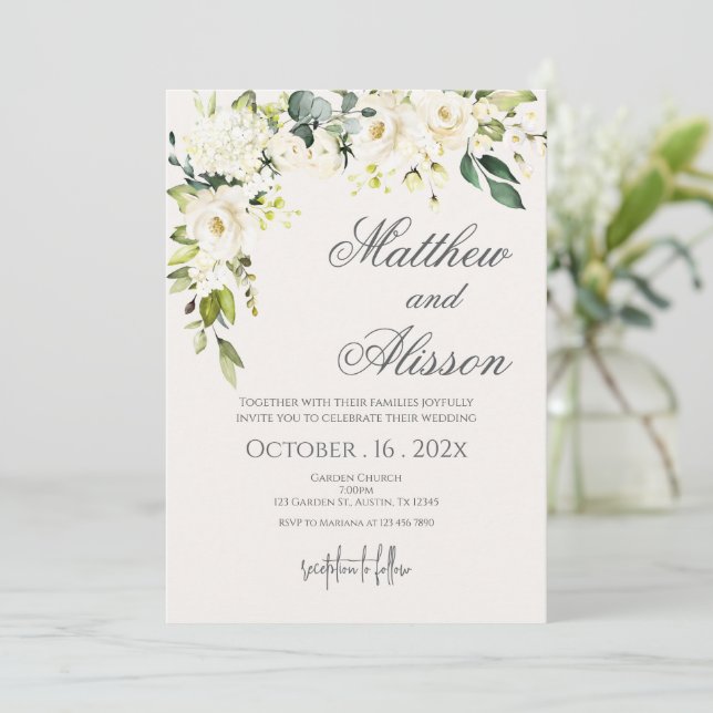 Boho Floral Wedding Invitation (Debout devant)