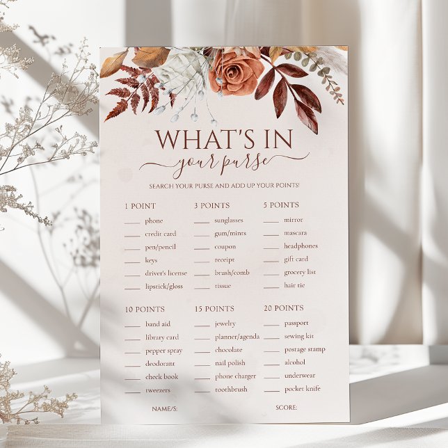Boho Floral What's In Your Purse Mariage Jeu (Créateur téléchargé)