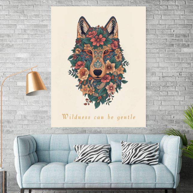 Boho Floral Wolf Wall Art Poster (Créateur téléchargé)