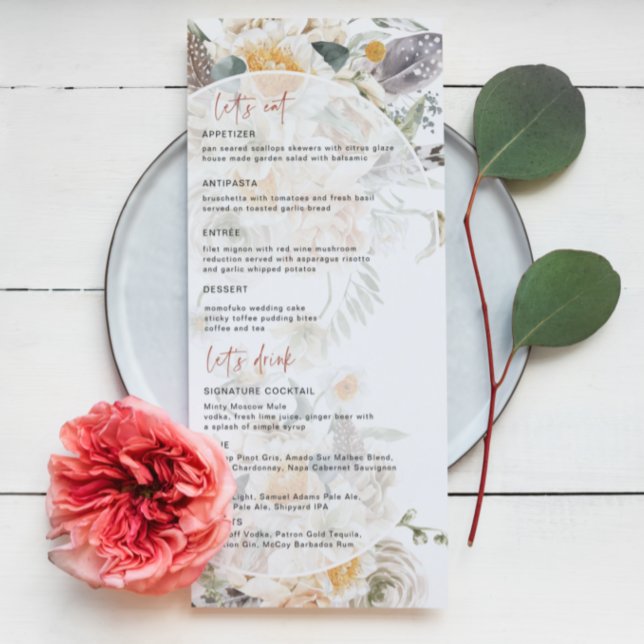 Boho Florales de Printemps | Menu de Mariage (Créateur téléchargé)
