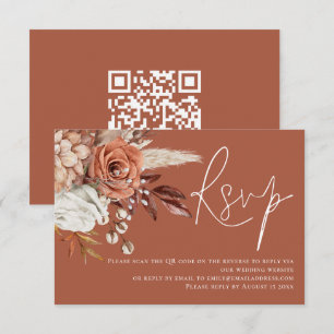 Boho floraux en terre cuite QR Code Mariage RSVP