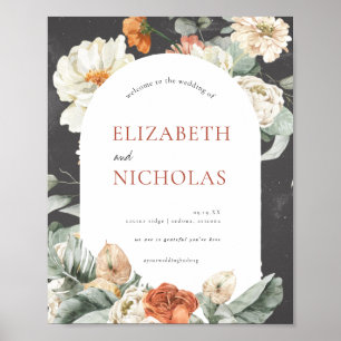 Boho Flore foncé verdure   AFFICHE DE BIENVENUE MA