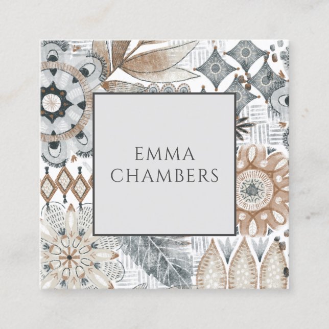 Boho Flower Formes Doodles Cartes d'Appel (Devant)