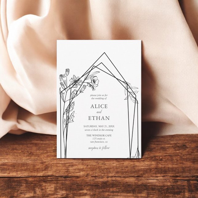 Boho Flowers Faire-part de mariage géométrique (Créateur téléchargé)