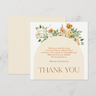 Boho Flowers Girl Baby shower Carte de remerciemen