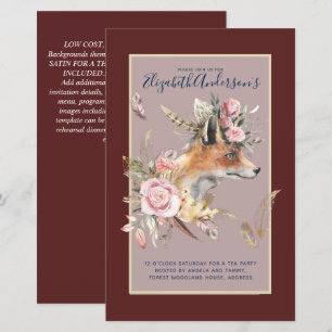 Boho FOX Fête des mariées Plumes de bois Floral